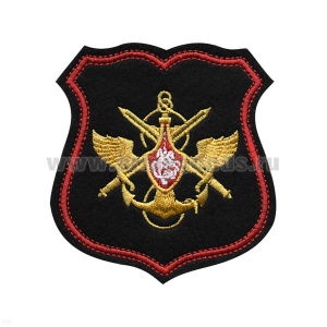 Шеврон вышит. Знак принадлежности к МО (черный с красным кантом) щит