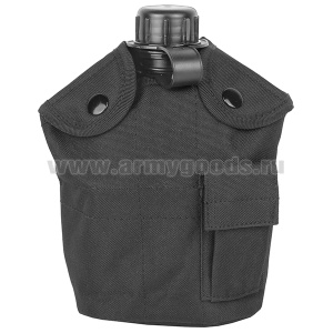 Фляга НАТО пластиковая (с мет. котелком) в чехле черная