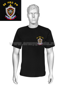 Футболка с вышивкой на груди ВВ МВД РФ (лев) черн.