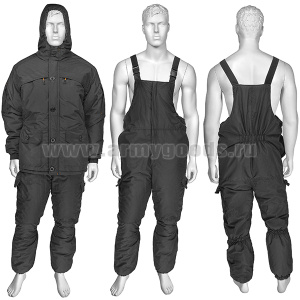 Костюм зим. серия "H&S" черный (фольгированный подклад на куртке и полукомбинезоне)