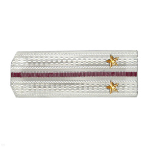 Погоны ВВ белые с 1 крап. просв., вышит. канителью (лейтенант)