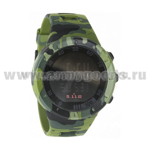 Часы наручные электронные мод. 5.11 (водонепроницаемые) с полимерным ремешком зел. кмф