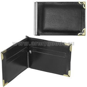 Зажим для денег (кожа) (с ячейками для карт)